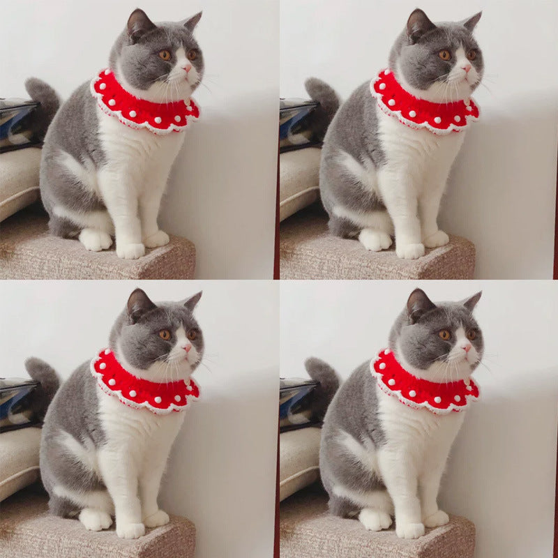 Ondaum Cute Pet Knitted Collar – Soft & Stylish Wool Scarf for Cats, Dogs & Rabbits