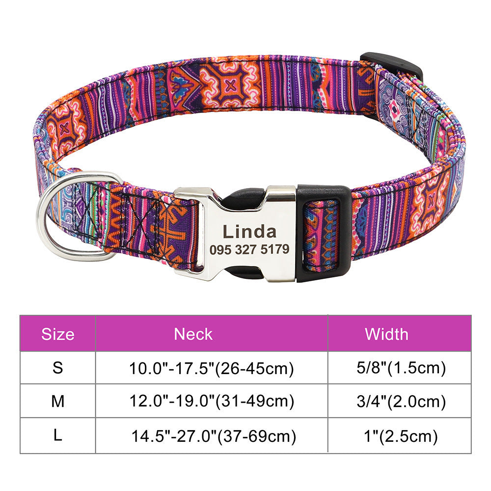 Personalized Nylon Pet Collar - Customizable Mohair Collar for Dogs and Cats, Available in Multiple Colors and Sizes