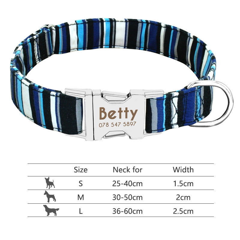 Personalized Nylon Pet Collar - Customizable Mohair Collar for Dogs and Cats, Available in Multiple Colors and Sizes