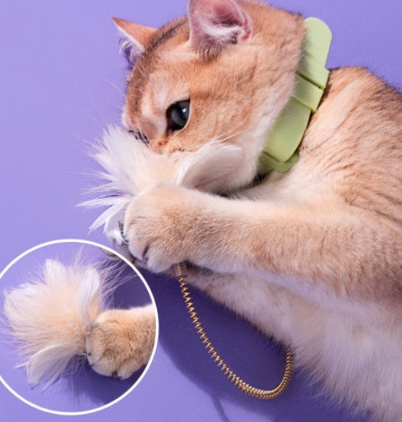 Collar Feather Funny Cat Stick With Bell Tied Neck Selfhealing  Bite Resistant Kitten Toy
