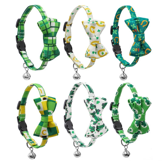 Irish Festival Plaid Bow Cat Collar