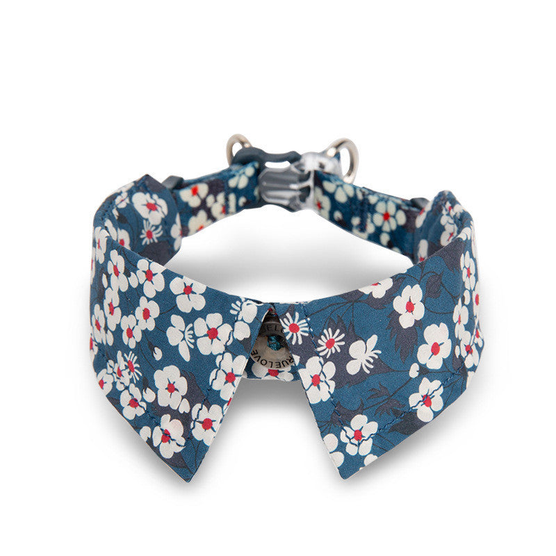 Ondaum Pet Fashion Personality Dog Collar with Bow Tie - Stylish Cotton Collar for Dogs in Floral Designs