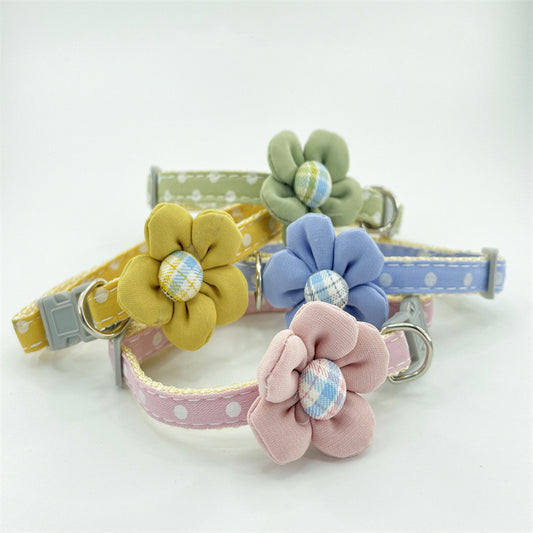 Ondaum Cute Cartoon Flower Polka Dot Collar - Playful & Stylish Pet Collar for Dogs and Cats