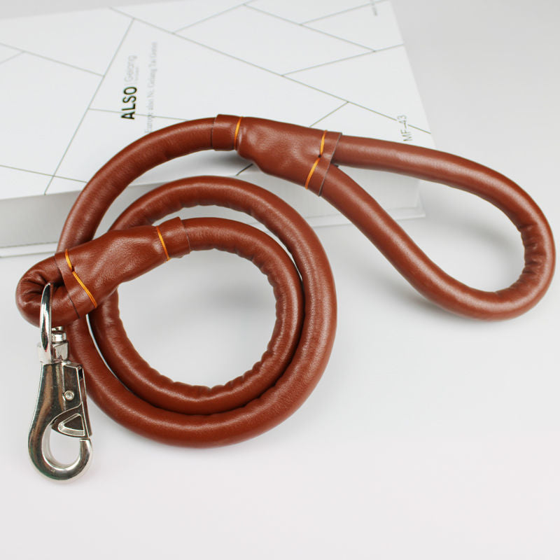Medium Large Golden Retriever Husky Leather Collar Dog Rope