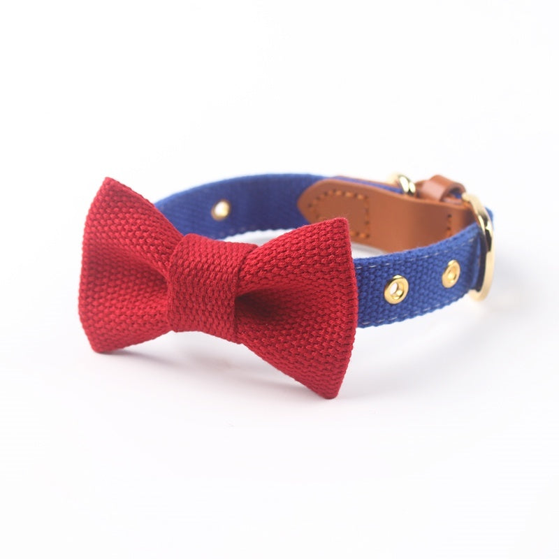 Canvas Hand-Held Rope & Leather-Stitched Collar Set – Durable & Stylish Pet Accessory