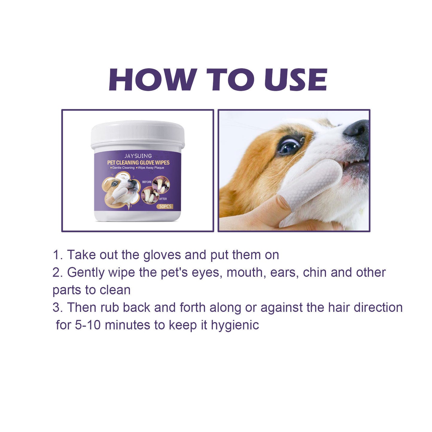 Pet Cleaning Gloves Wet Wipes Pet Gum Care Gentle Cleaning Teeth Remove Tartar Odor