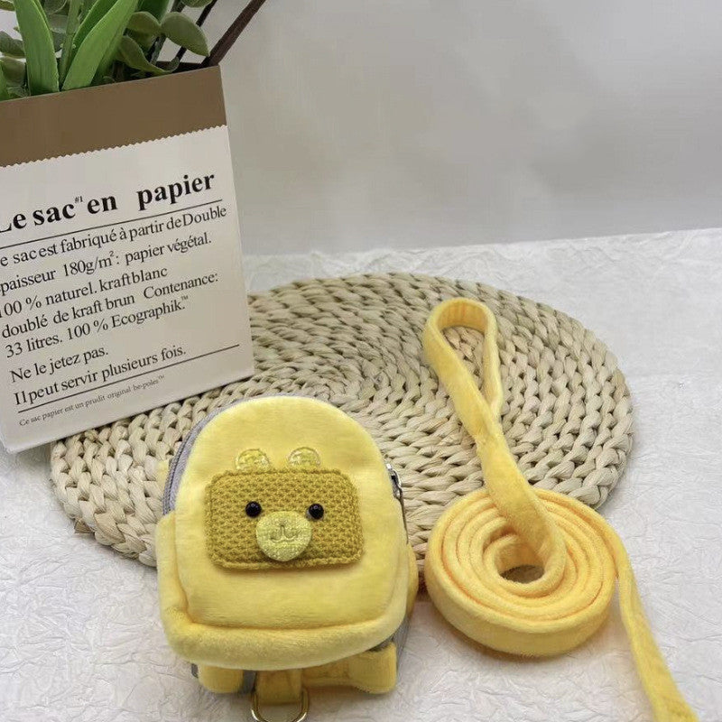 Pet Backpack Teddy Bear Traction Rope Cat Dog Chest Strap