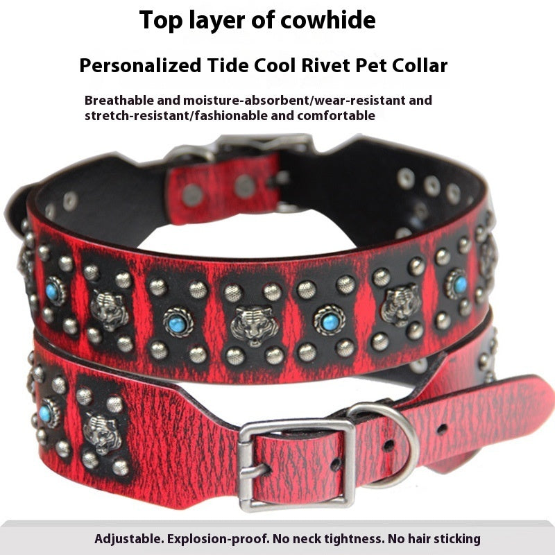 Ondaum Pet Collar with Personality Rivets – Stylish & Durable Large Dog Collar