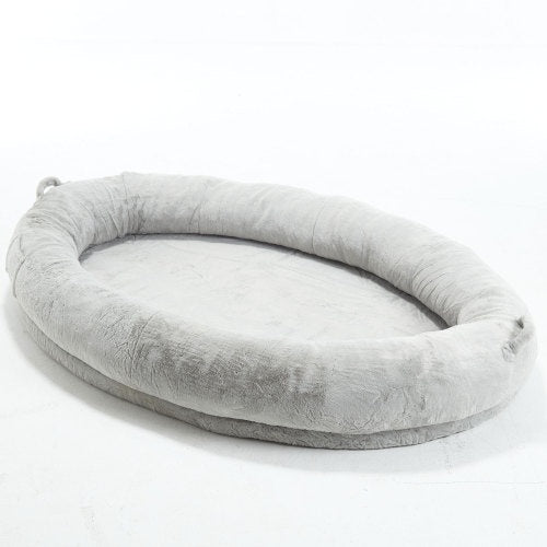 Human Dog Bed For Adult, Giant Extra Large Memory Foam Human Size Pet Bed For People, Fluffy Plush Dog Bed For Human With Storage Pocket Cover Portable Handle Non-Slip Bottom