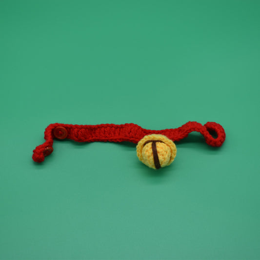 Adjustable Wool Cartoon Pet Collar – Red & Yellow | Festive Cat Collar for All Seasons