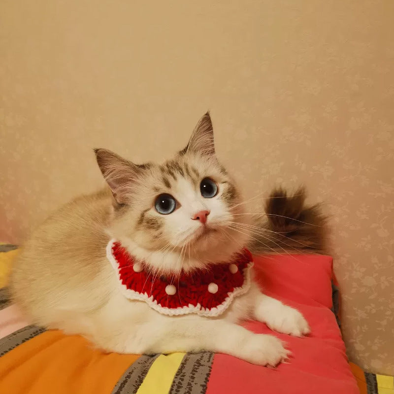 Ondaum Cute Pet Knitted Collar – Soft & Stylish Wool Scarf for Cats, Dogs & Rabbits
