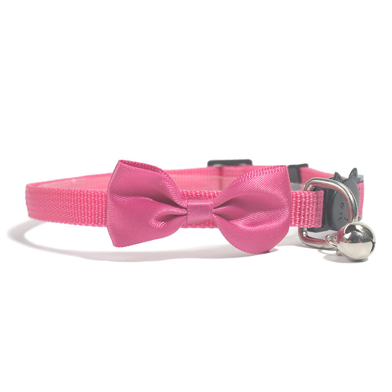 Pet Bowknot Collar Nylon Webbing Multicolor Adjustable Belt Bell Jewelry Safety Buckle
