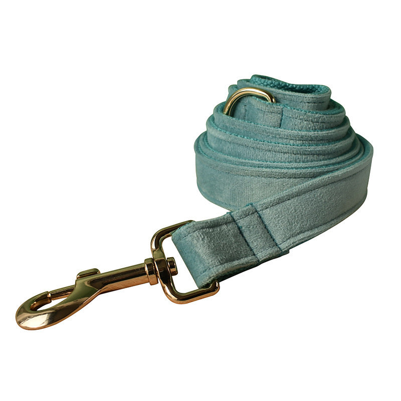Lake Green Flannel Dog Collar with Gold Buckle