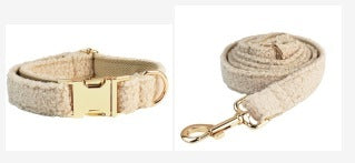 Ondaum Creative and Minimalist Cream Style Pet Collar and Harness 4-Piece Set