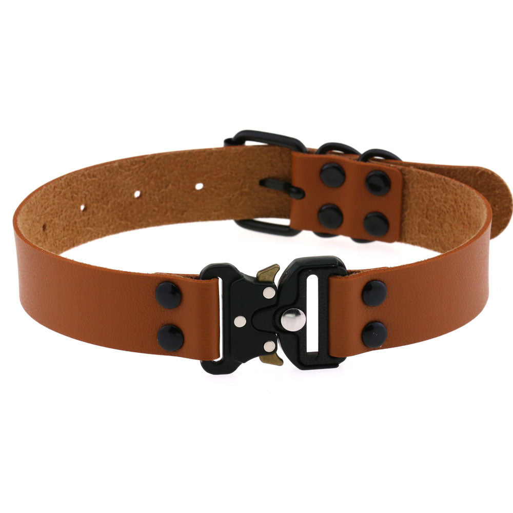 Ondaum Pet Adjustable Leather Buckle Collar – Stylish & Durable Clavicle Necklace for Pets