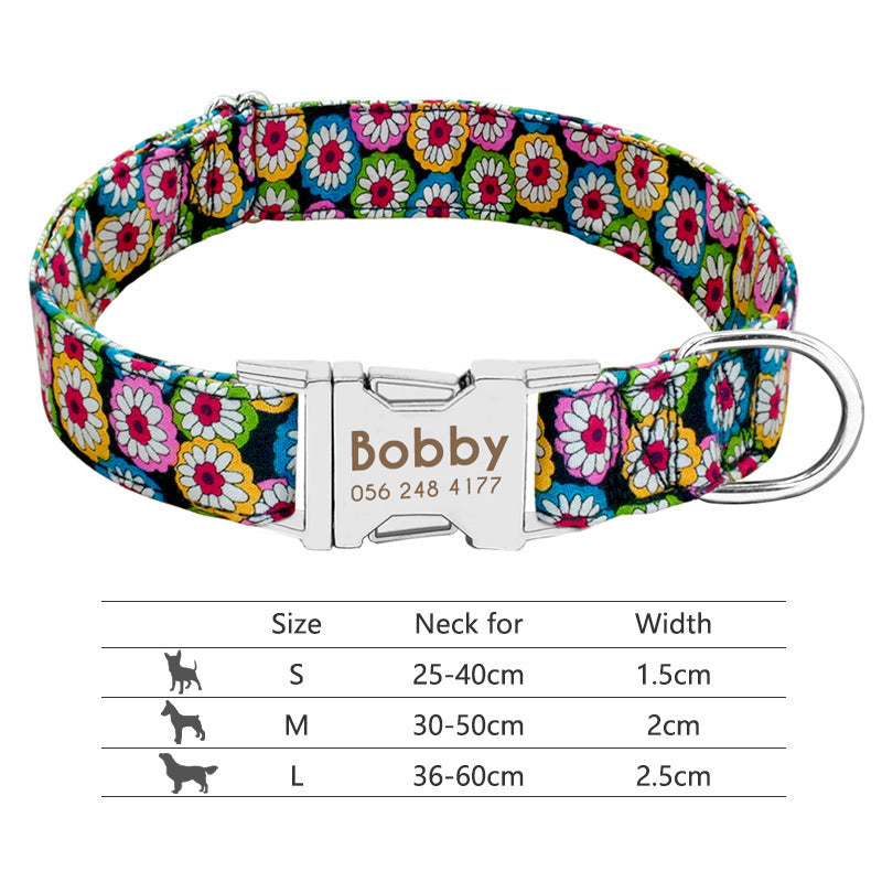 Personalized Nylon Pet Collar - Customizable Mohair Collar for Dogs and Cats, Available in Multiple Colors and Sizes
