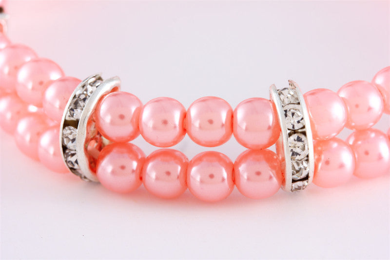 Ondaum Pet Pearl Necklace for Dogs & Cats – Elegant Two-Row Rhinestone & Pearl Pet Accessory