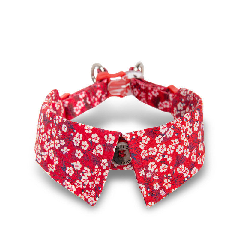 Ondaum Pet Fashion Personality Dog Collar with Bow Tie - Stylish Cotton Collar for Dogs in Floral Designs