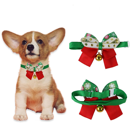 Dog Bell Christmas Collar Dress Up Bow