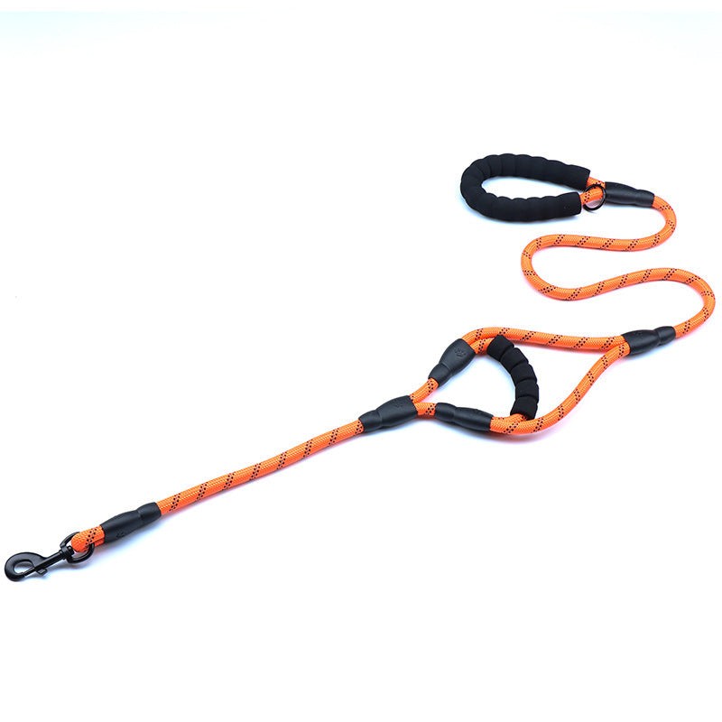 Nylon Woven Reflective Round Rope Double Handle Dog Hand Holding Rope