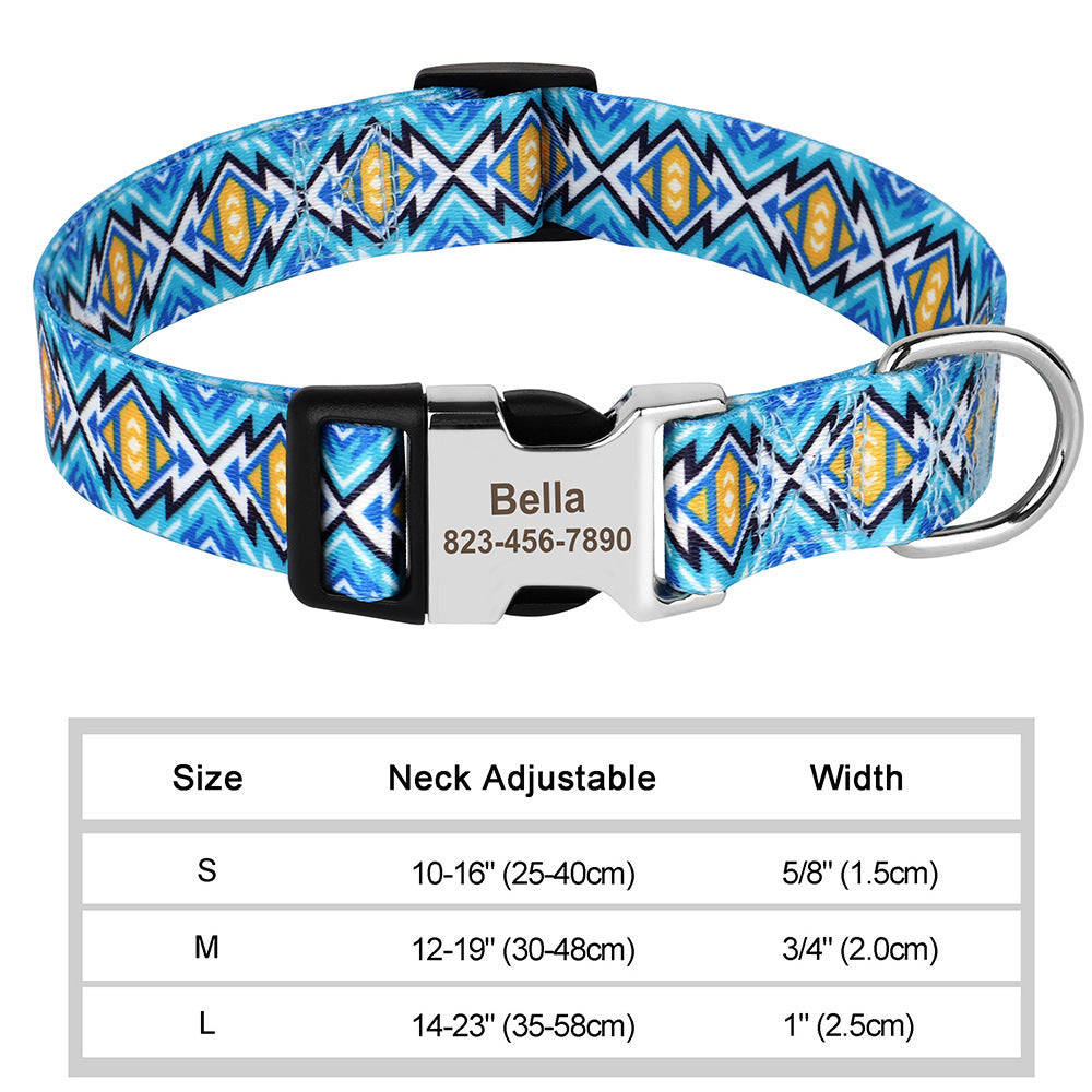 Personalized Nylon Pet Collar - Customizable Mohair Collar for Dogs and Cats, Available in Multiple Colors and Sizes
