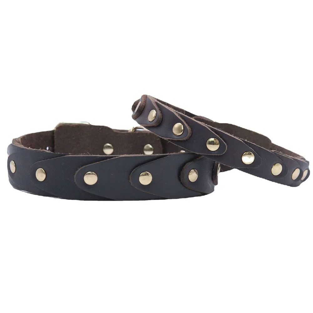 Ondaum Genuine Leather Dog Collar - Durable & Stylish Leather Buckle Collar for Medium to Large Dogs