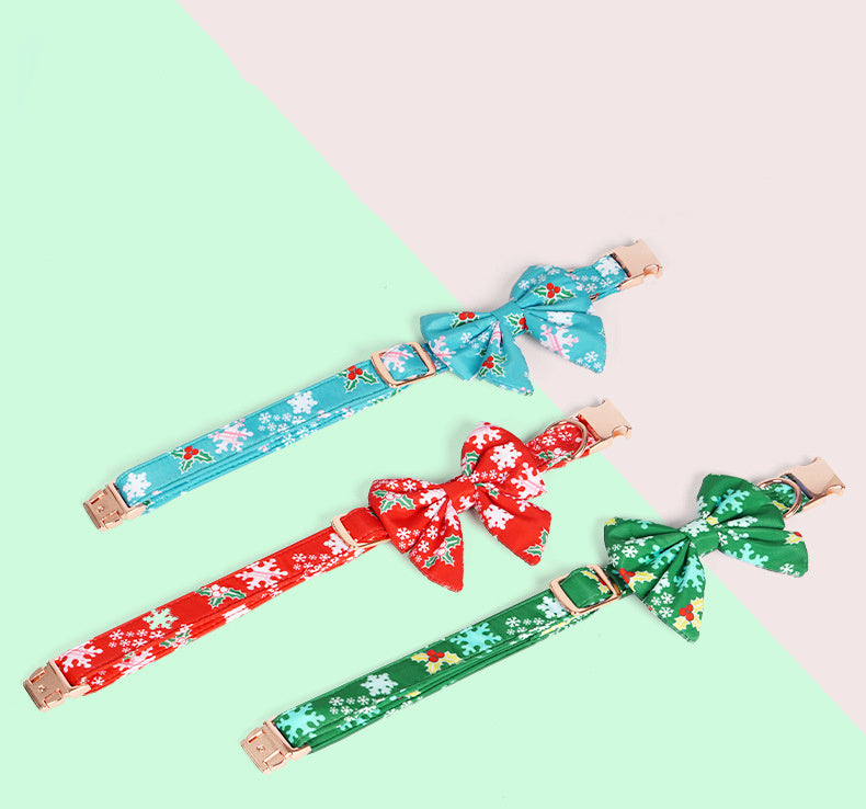 Pure Cotton Dog Bow Tie Necklace for Festive Wear