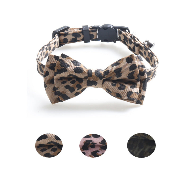 New Leopard Pattern Pet Collar Cat Collar With Bell Cat Collar Factory Direct Sales