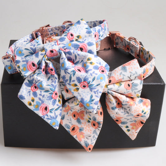 Fashion Pet Dog Print Bow Collar