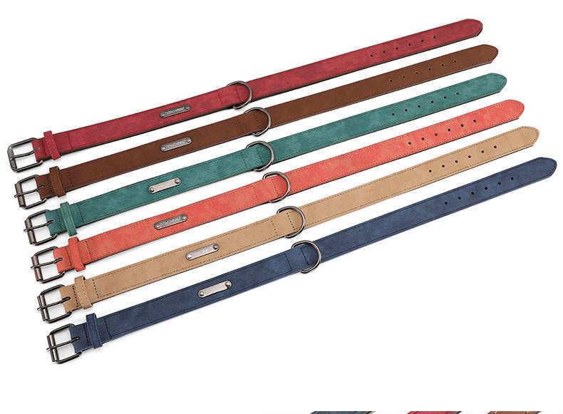 Pet Microfiber Leather Engraved Adjustable Anti-lost Collar
