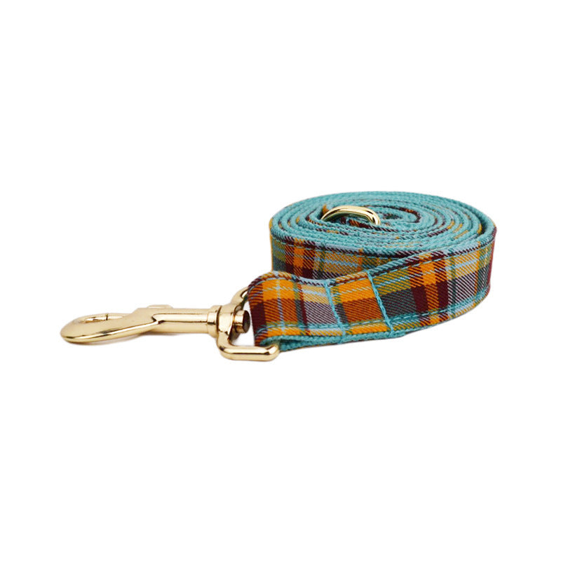 Green Plaid Plain Pet Collar