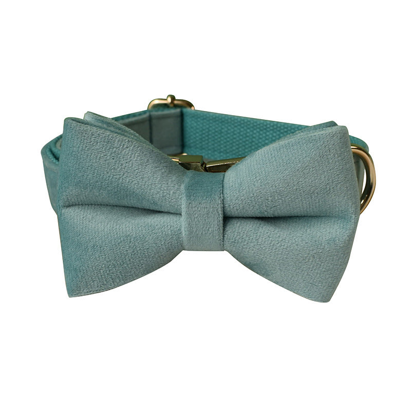 Lake Green Flannel Dog Collar with Gold Buckle