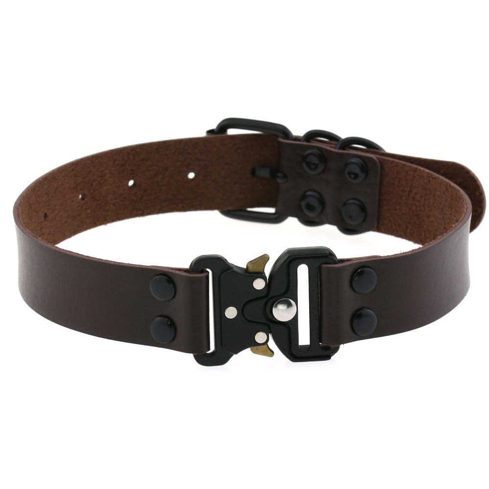 Ondaum Pet Adjustable Leather Buckle Collar – Stylish & Durable Clavicle Necklace for Pets