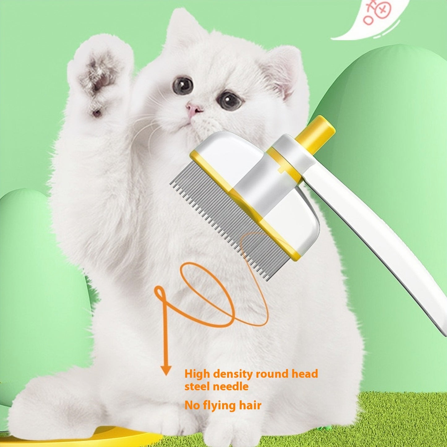 Self-Cleaning Pet Comb for Long-Haired Cats and Dogs - Effortless Grooming & Flea Removal