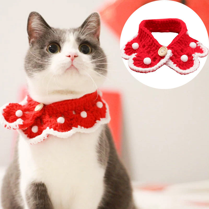 Ondaum Cute Pet Knitted Collar – Soft & Stylish Wool Scarf for Cats, Dogs & Rabbits