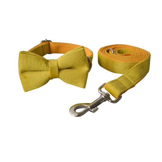 Yellow Fleece Pet Dog Collar Adjustable For Medium To Large Dogs
