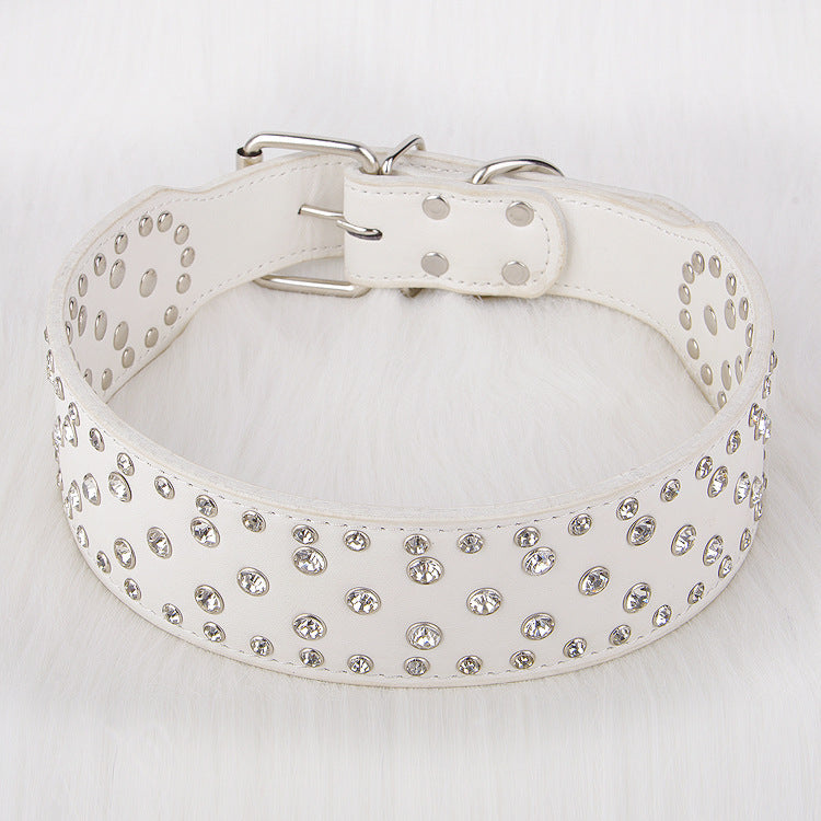 Pet Collar Shiny Rhinestone Leather Small  Medium And Large Dog Supplies