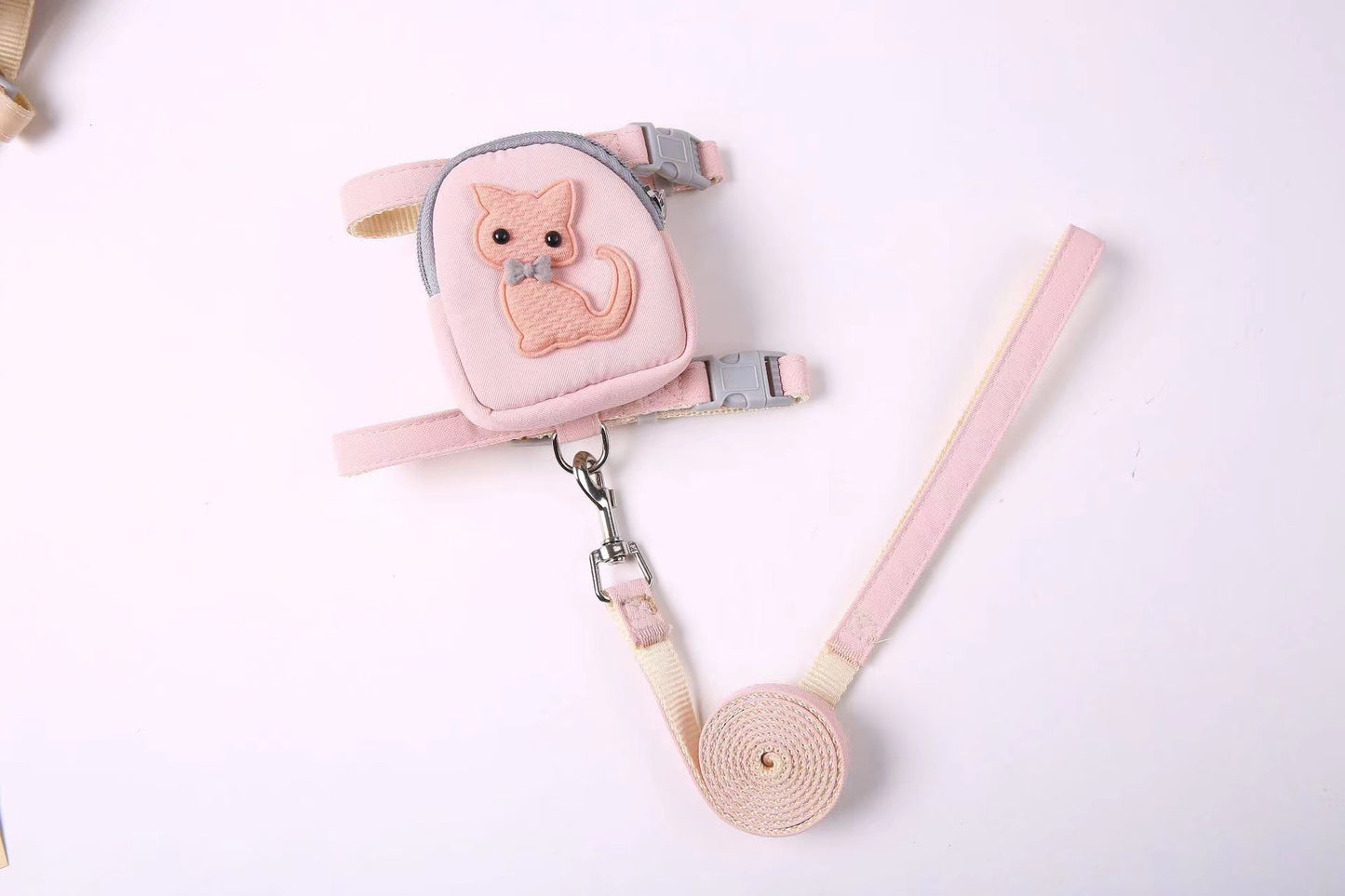 Pet Backpack Teddy Bear Traction Rope Cat Dog Chest Strap