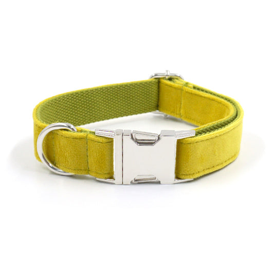 Pet Dog Yellow And Green Velvet Collar