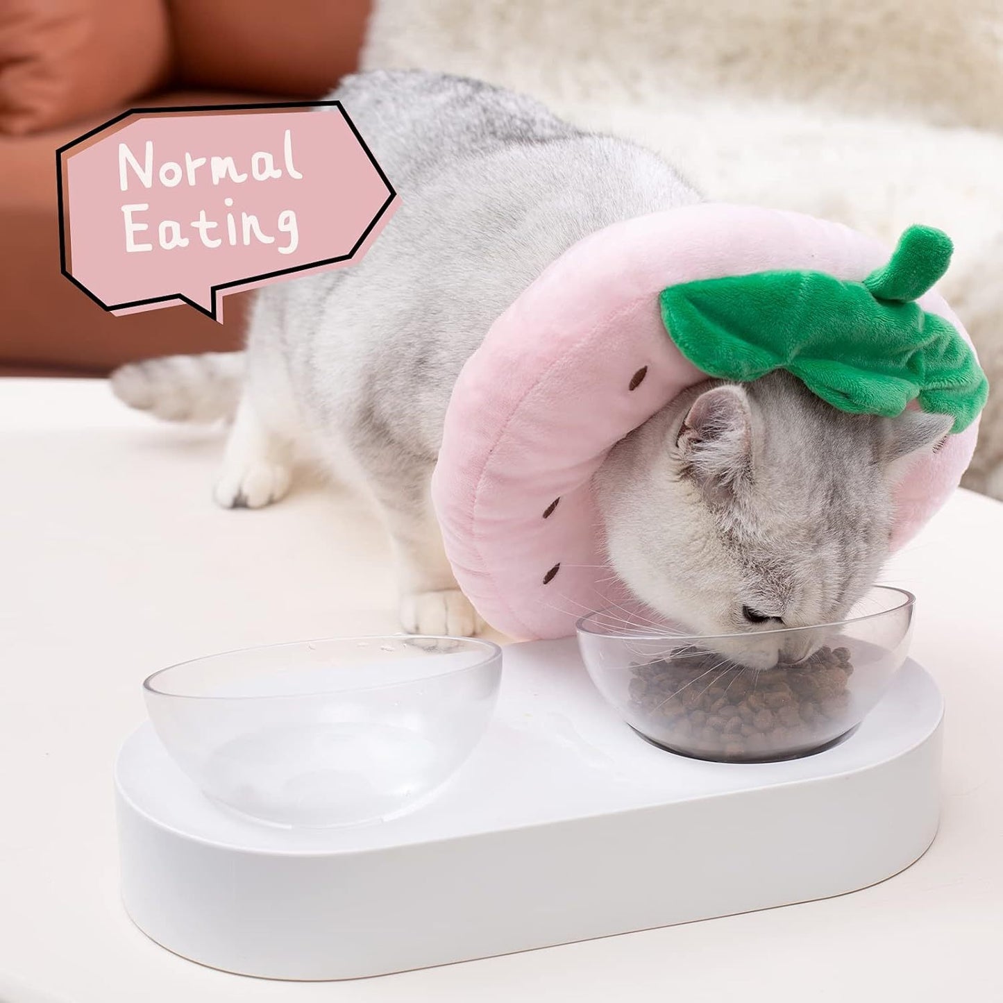 Ondaum Pet Cute Cat Collar Cone for Recovery After Surgery - Adjustable Soft Fabric Cone for Kittens
