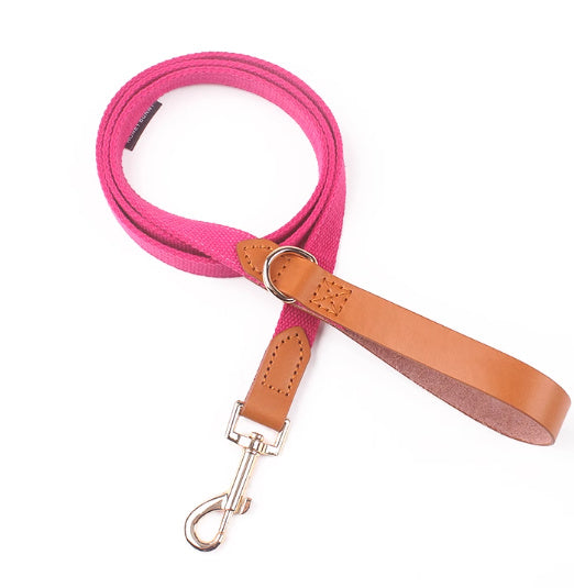 Canvas Hand-Held Rope & Leather-Stitched Collar Set – Durable & Stylish Pet Accessory