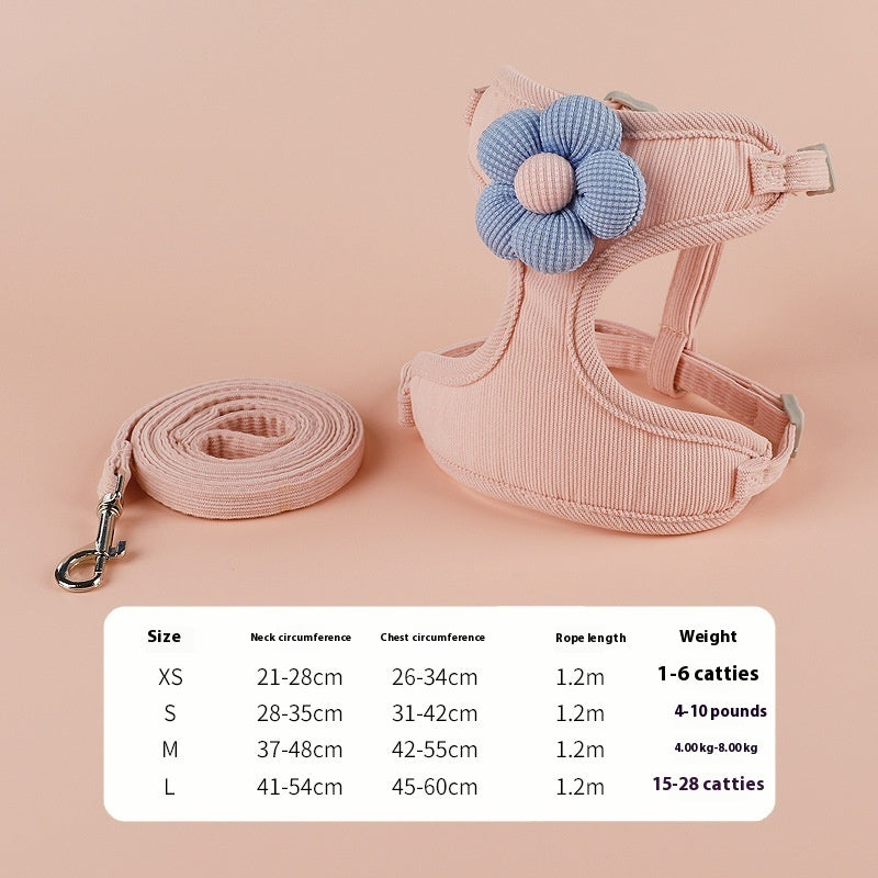 Pet Flower Hand Holding Rope Vest Chest Back