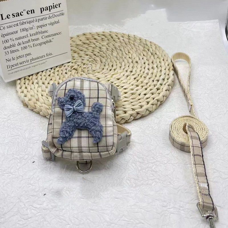 Pet Backpack Teddy Bear Traction Rope Cat Dog Chest Strap