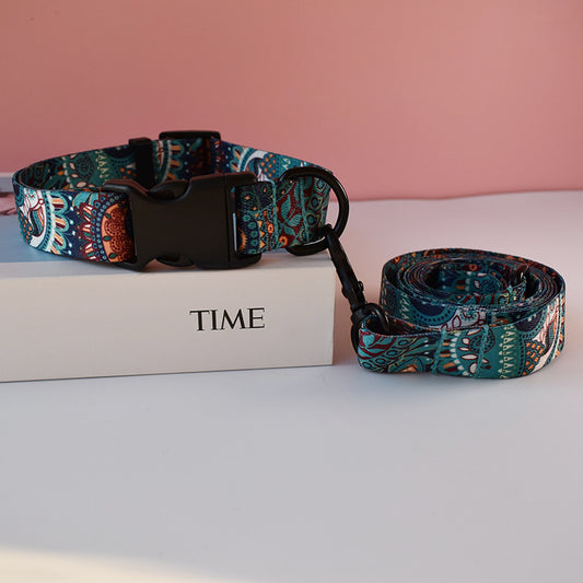 Nylon Printed Dog Collar Leash For Puppies