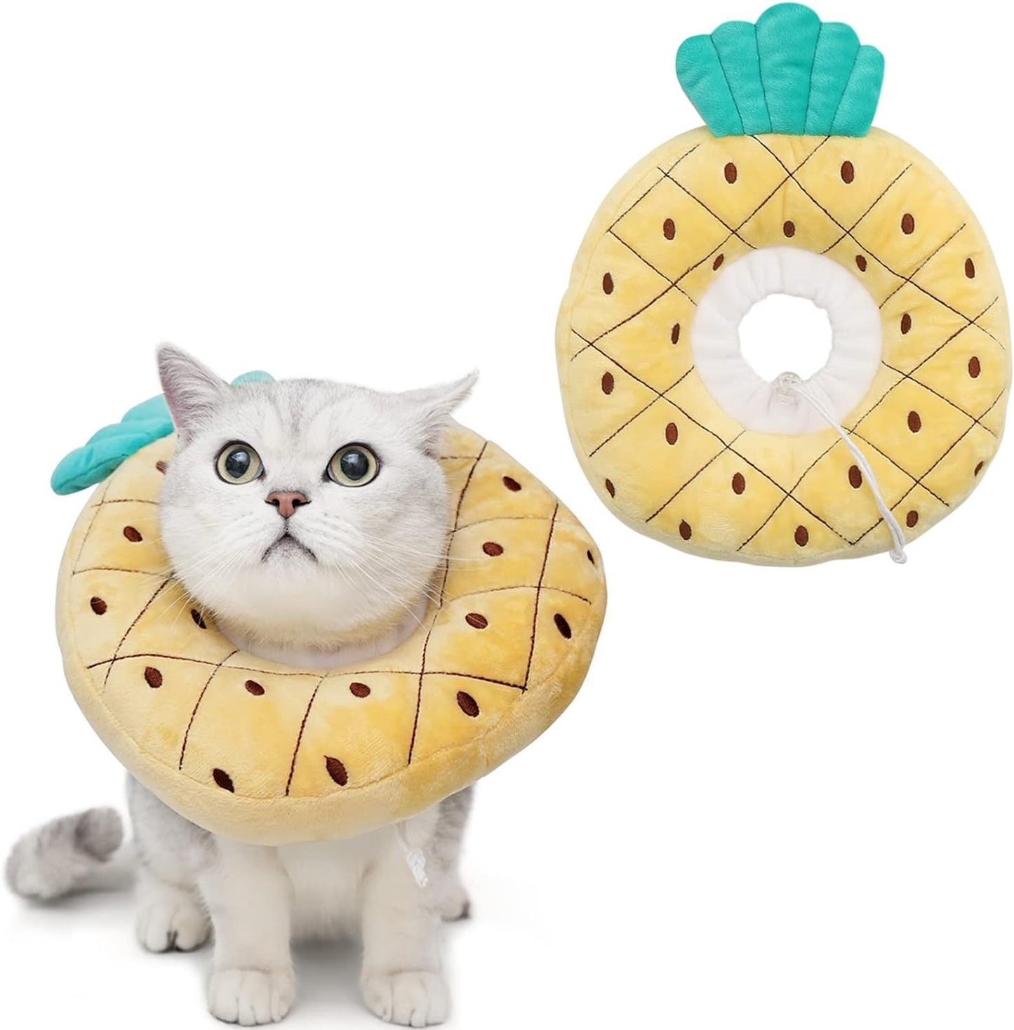 Ondaum Pet Cute Cat Collar Cone for Recovery After Surgery - Adjustable Soft Fabric Cone for Kittens