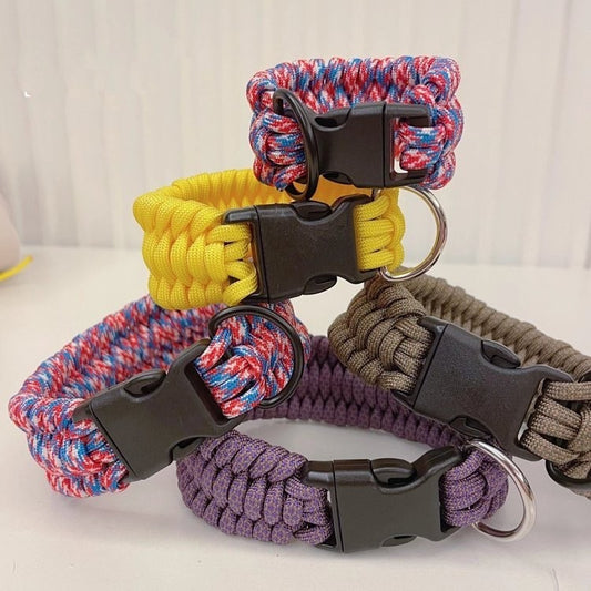 Woven Umbrella Rope Dog Collar Details