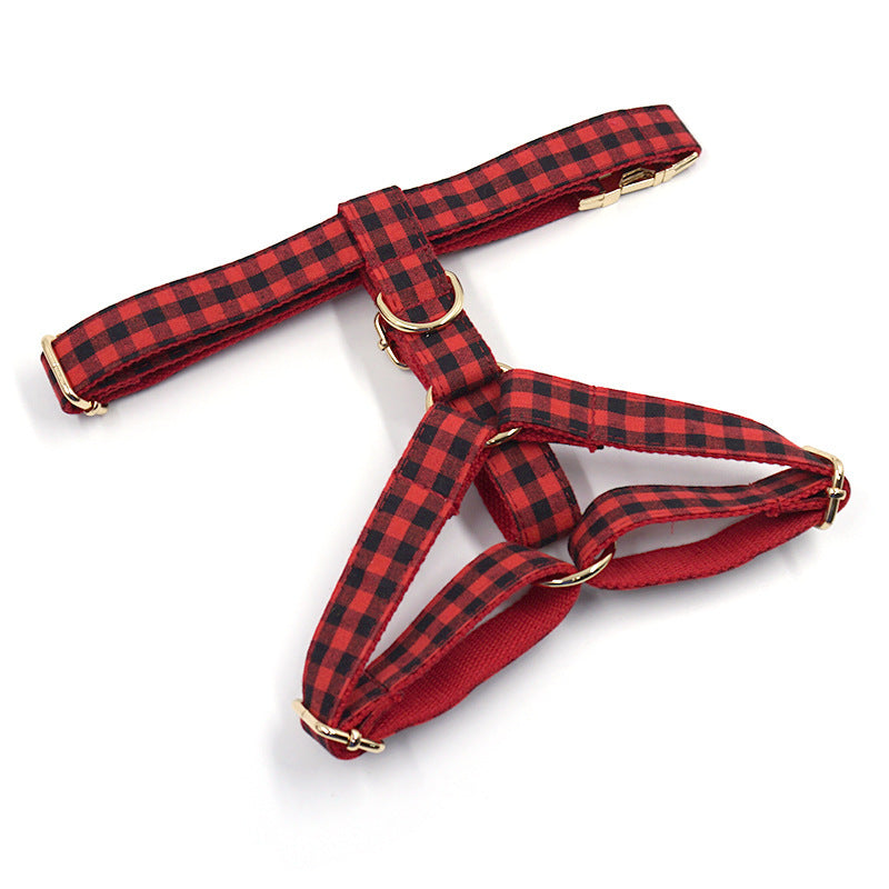 Red And Black Plaid Gold Buckle Pet Chest And Back Cover