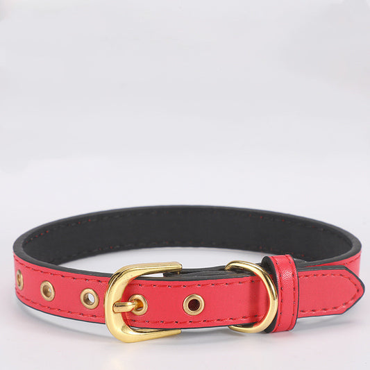 Ondaum Pet PU Collar with Gold Buckle