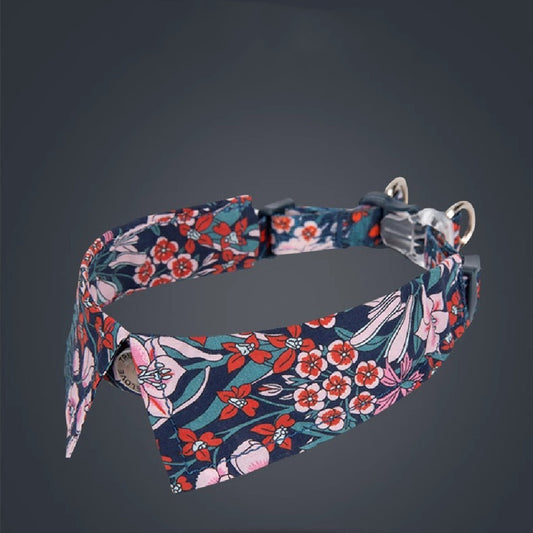 Ondaum Pet Fashion Personality Dog Collar with Bow Tie - Stylish Cotton Collar for Dogs in Floral Designs