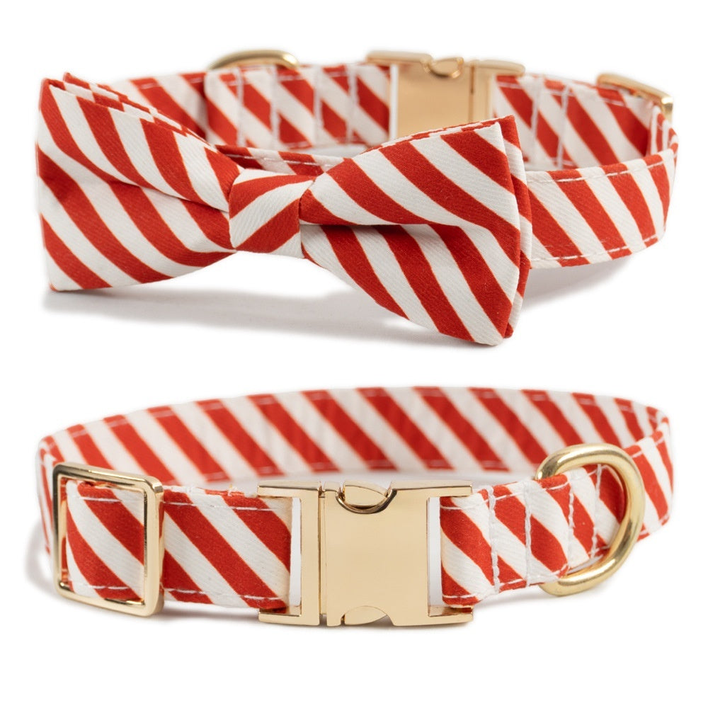 Personalized Dog Collar with Anti-Lost Lettering - Striped Design, Engravable, and Durable Polyester Collar for Dogs